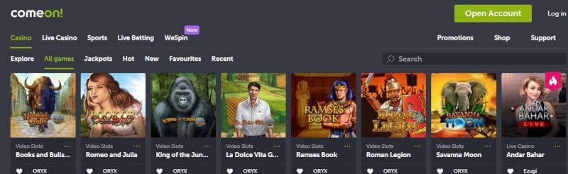 comeon homepage provides gambling games, Dodatkowa wpłata i oferty dla zupełnie nowych graczy-logo