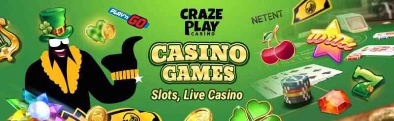 crazeplay provides various gambling games like slot machines, gry kasynowe na żywo, takie jak blackjack, logo bakarata i ruletki