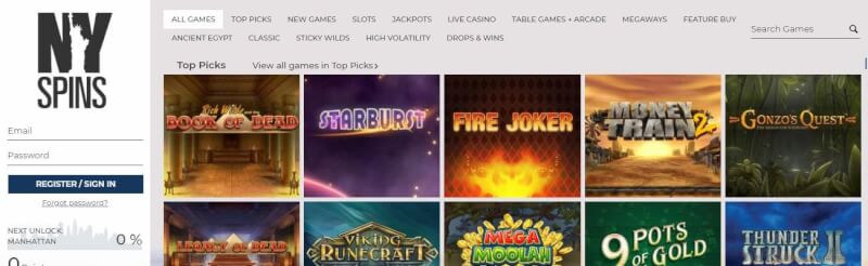 nyspins website provides casino games, Dodatkowa wpłata i oferty dla zupełnie nowych graczy-logo