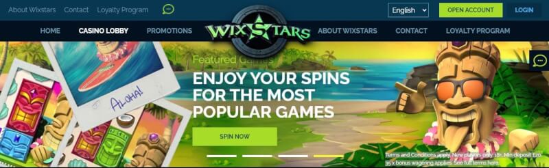 wixstars casino website offers gambling games, dodatek do pierwszej wpłaty i promocje dla nowych graczy-logo