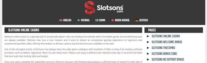 slotsons homepage includes gambling games, very first deposit extra and campaigns for new players-logo