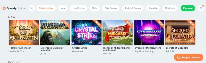 speedy casino lobby provides gambling games and quick deposit choice making use of Trustly repayment method-logo