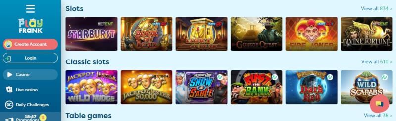 playfrank homepage offers gambling games, pierwszy dodatkowy depozyt i kampanie dla zupełnie nowych graczy-logo