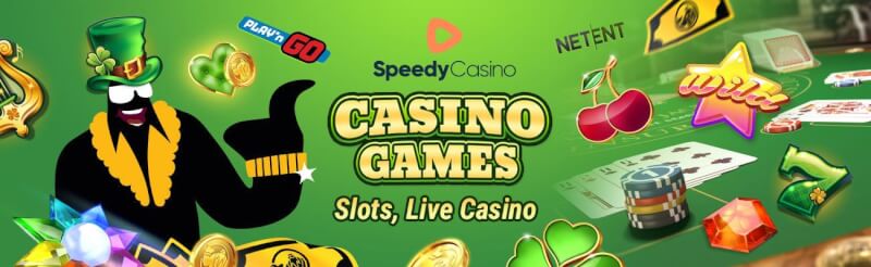 speedy casino offers different casino games like slot machines, gry stołowe, maczuga, roulette and live casino-logo