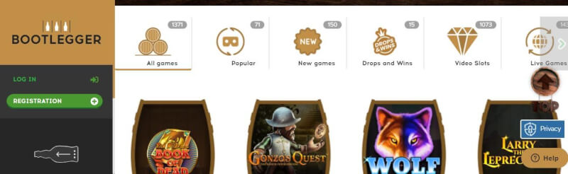 bootlegger website offers gambling games, bonus od pierwszego depozytu i kampanie dla zupełnie nowych graczy-logo