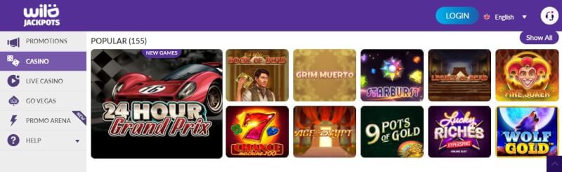 wild jackpots casino website offers gambling games and offers for brand new players-logo