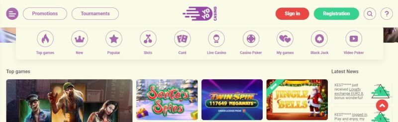 yoyo casino homepage provides casino games and campaigns for new players-logo
