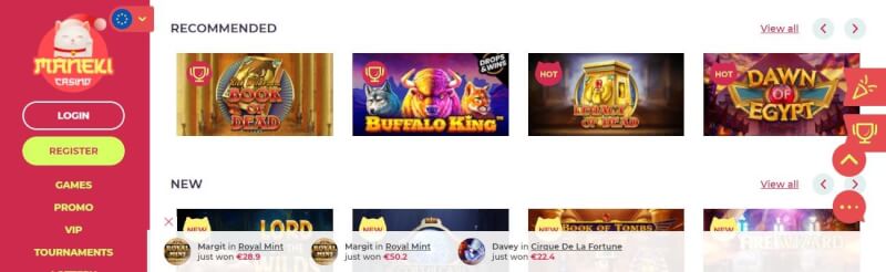 maneki casino homepage provides casino games, bonus od pierwszego depozytu i oferty dla nowych graczy-logo
