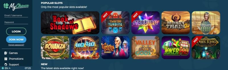 mychance casino homepage provides casino games, first deposit bonus and campaigns for new players-logo