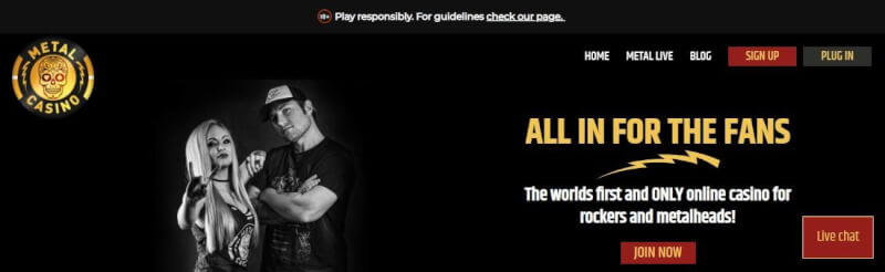 metal casino homepage offers gambling games, bonus od pierwszego depozytu i promocje dla zupełnie nowych graczy-logo