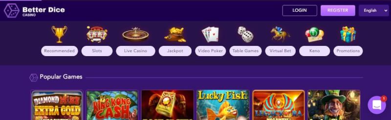 better dice website provides casino games, bonus od pierwszego depozytu i oferty dla zupełnie nowego logo gracza