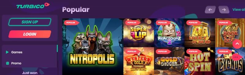 turbico casino homepage provides gambling games, bonus od pierwszego depozytu i kampanie dla nowych graczy-logo