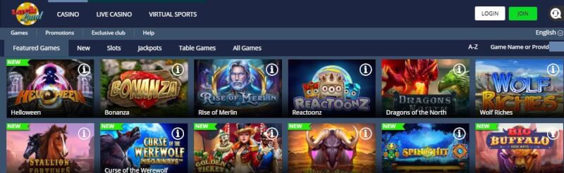 luckland casino homepage offers gambling games, bonus za pierwszy depozyt i kampanie dla nowych graczy-logo