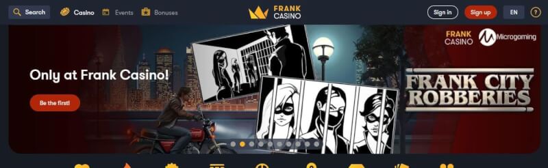 frank casino website provides gambling games, bonus od pierwszego depozytu i kampanie dla zupełnie nowych graczy-logo