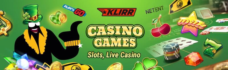 klirr provides numerous casino games like slots, gry hazardowe w czasie rzeczywistym, takie jak blackjack, logo bakarata i ruletki
