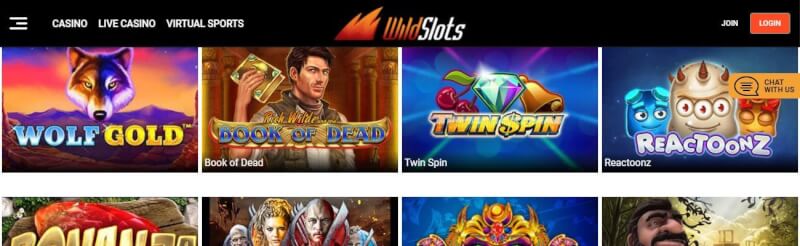 wildslots homepage offers gambling games, bonus od pierwszego depozytu i kampanie dla nowych graczy-logo