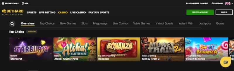 bethard website offers casino games, dodatek do pierwszej wpłaty i oferty dla nowych graczy-logo