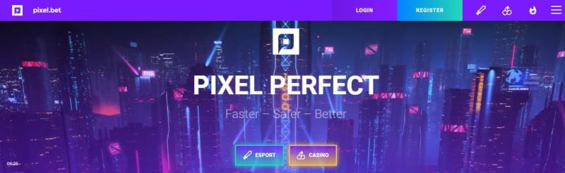 pixel.bet casino homepage provides gambling games, esports gambling and campaigns for brand new players-logo