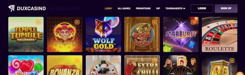duxcasino homepage offers casino games and offers for brand new players-logo