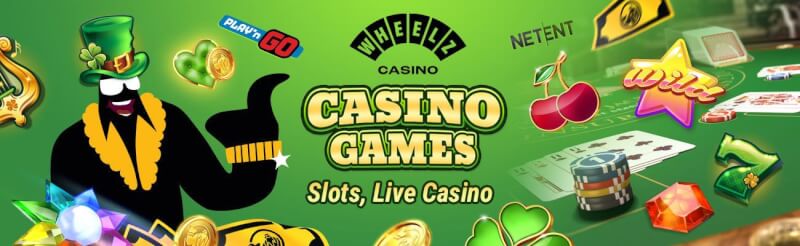 wheelz offers numerous casino games like slots, gry hazardowe na żywo, takie jak blackjack, logo bakarata i ruletki