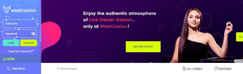 westcasino website provides gambling games, bonus od pierwszego depozytu i oferty dla nowych graczy-logo