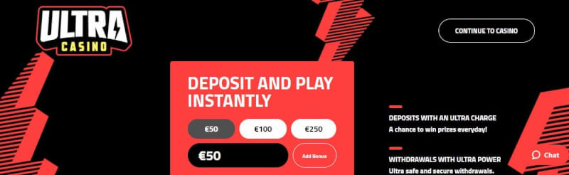 ultra casino lobby offers deposit and play instantly options making use of Trustly deposit-logo