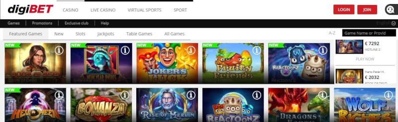 digibet casino homepage offers casino games, pierwszy dodatkowy depozyt i kampanie dla nowych graczy-logo