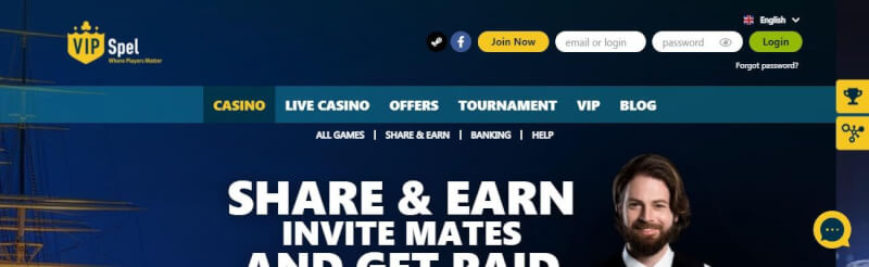 vipspel homepage offers casino games, pierwszy dodatkowy depozyt i kampanie dla zupełnie nowych graczy-logo