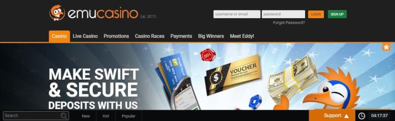 emu casino homepage offers gambling games, bonus za pierwszy depozyt i promocje dla nowych graczy-logo