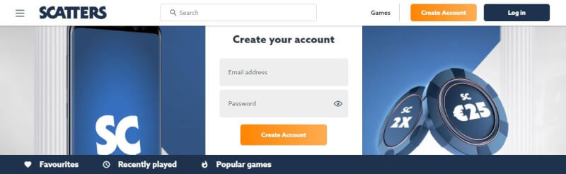 scatters casino website provides gambling games, very first deposit bonus and offers for new players-logo