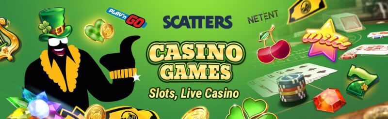scatters casino offers different gambling games like slot machines, gry hazardowe w czasie rzeczywistym, takie jak blackjack, logo bakarata i ruletki