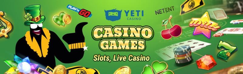 yeti casino offers different games like slot machines, live gambling games, dining table games, blackjack and roulette-logo