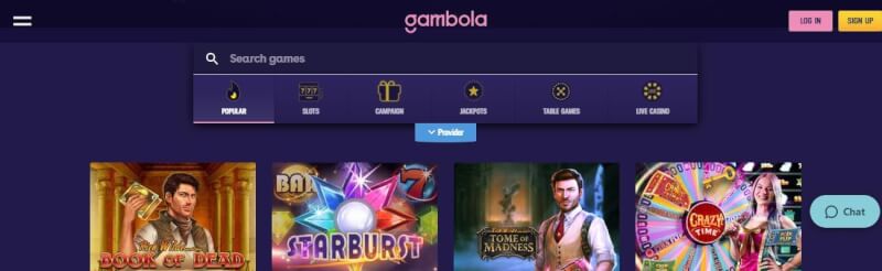 gambola website offers gambling games and promotions for new players-logo